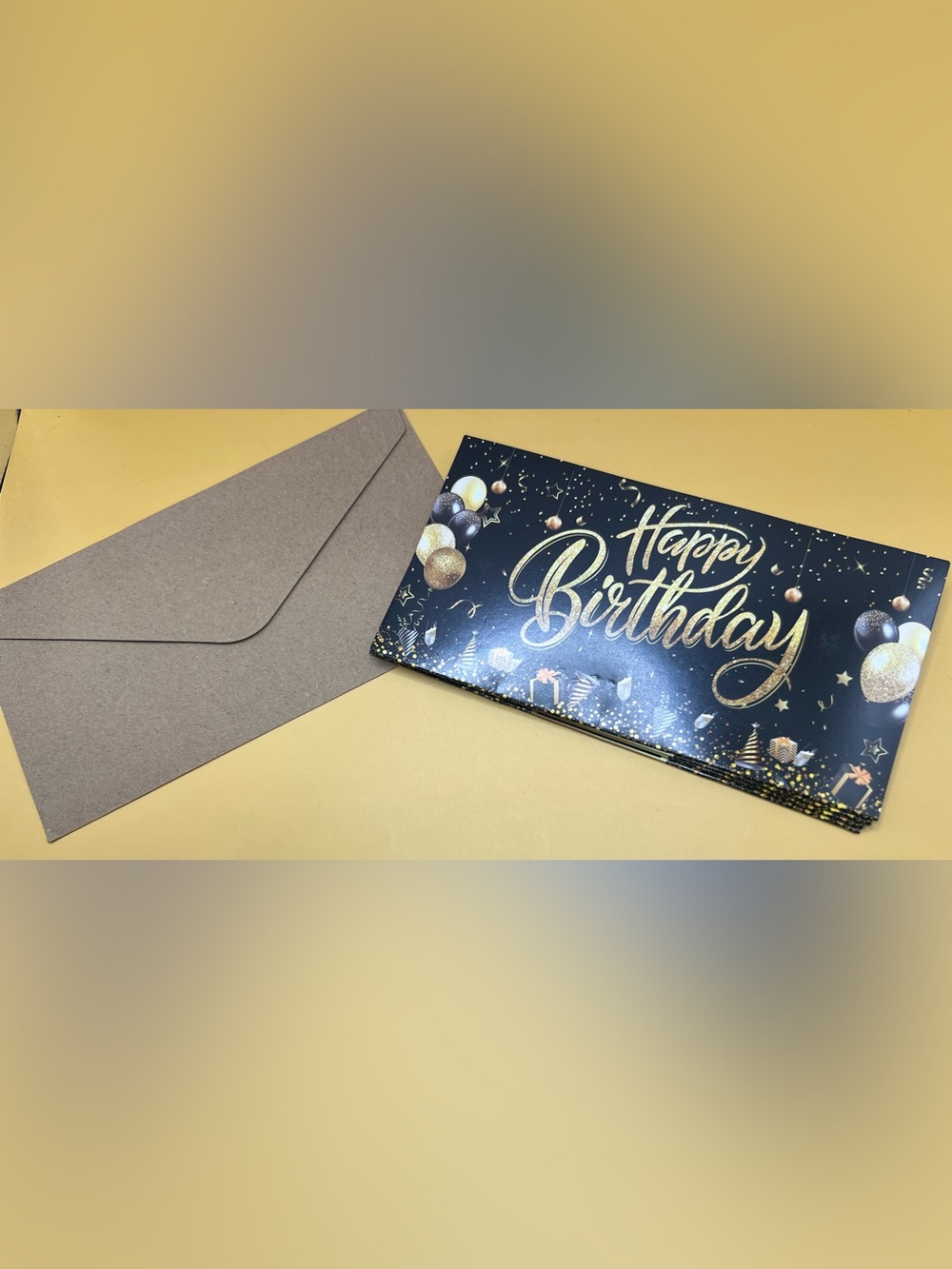 Birthday Money Holder for Greeting Card - Black and Gold Celebration
